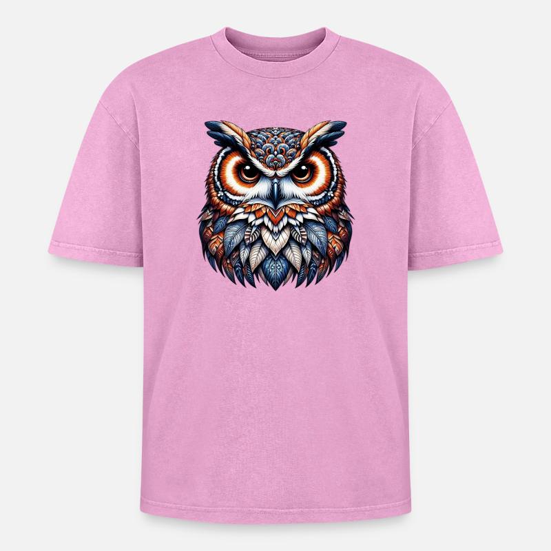 Eule - Oversized Unisex Premium Acid-Washed T-Shirt - Pink Acid Wash