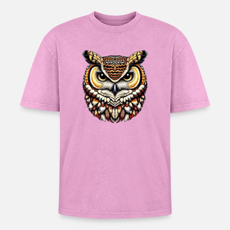 Eule - Oversized Unisex Premium Acid-Washed T-Shirt - Pink Acid Wash