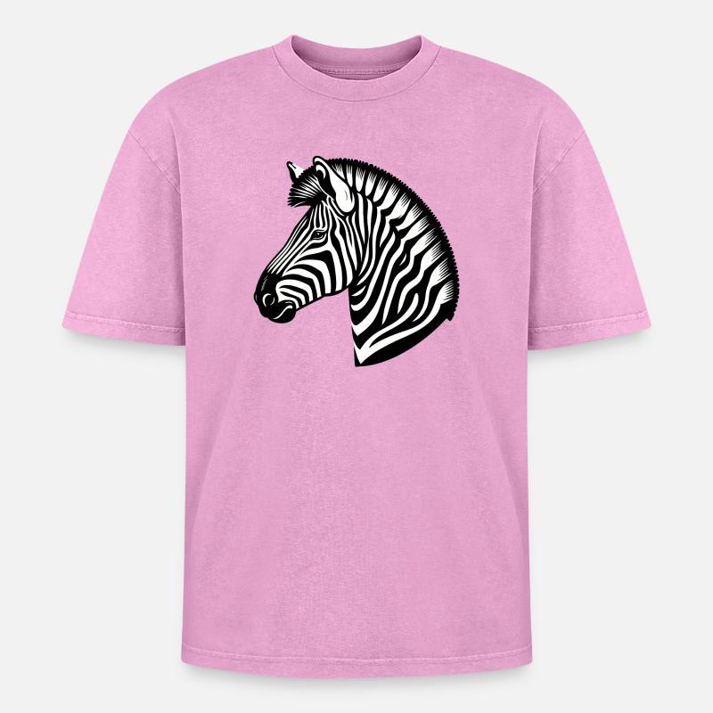 Zebra - Oversized Unisex Premium Acid-Washed T-Shirt - acid washed pink