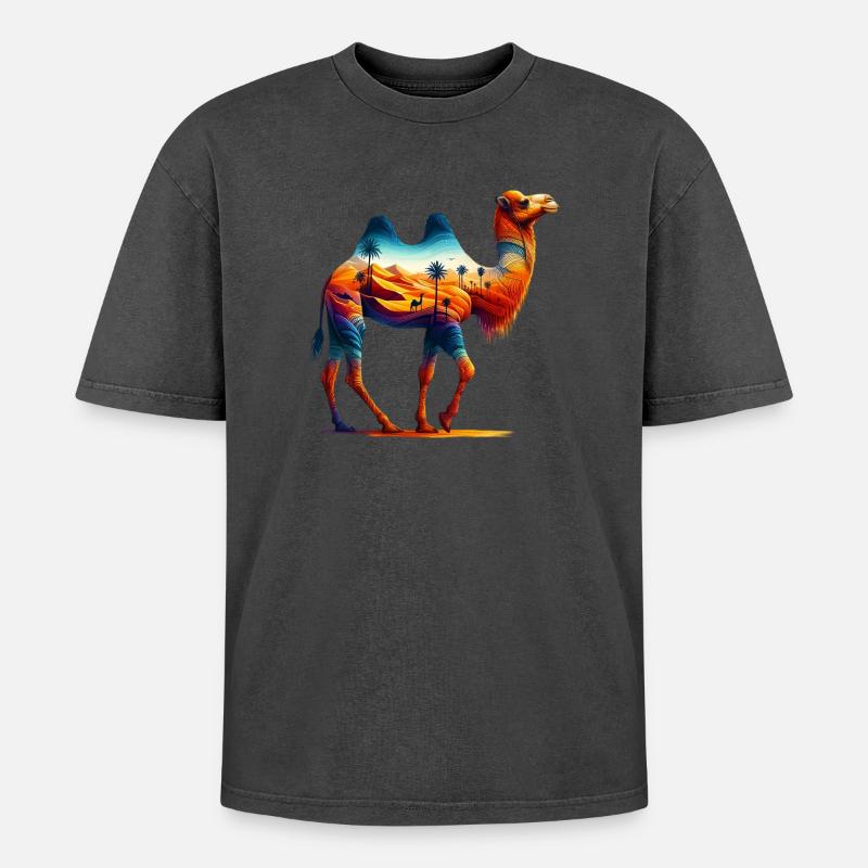 Camel - Oversized Unisex Premium Acid-Washed T-Shirt - undefined