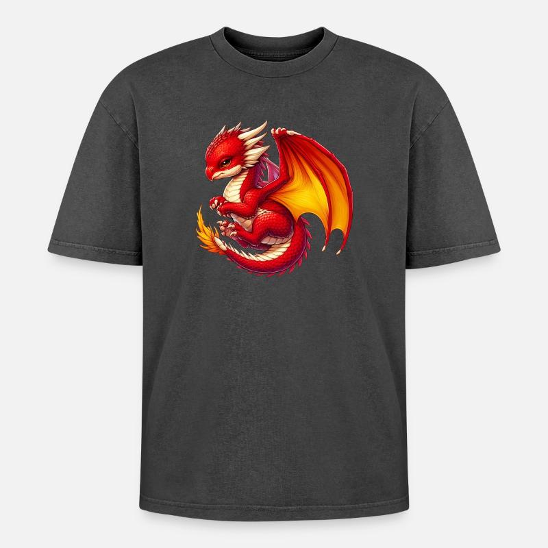 Drache - Oversized Unisex Premium Acid-Washed T-Shirt - undefined