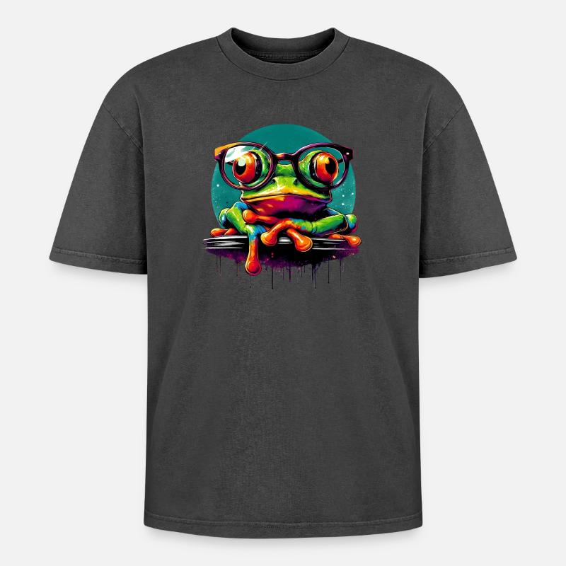 Frosch - Oversized Unisex Premium Acid-Washed T-Shirt - undefined