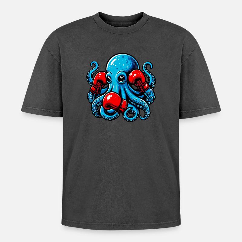 Krake - Oversized Unisex Premium Acid-Washed T-Shirt - undefined