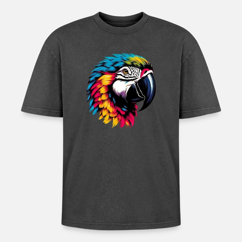 Parrot - Oversized Unisex Premium Acid-Washed T-Shirt - undefined
