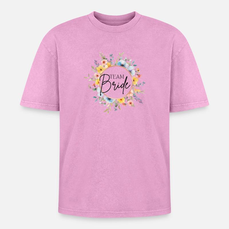 Team Bride! Customizable - Oversized Unisex Premium Acid-Washed T-Shirt - acid washed pink