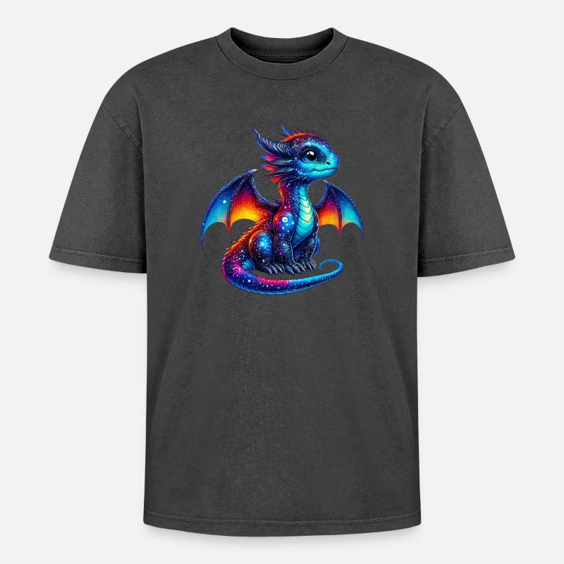 Drache - Oversized Unisex Premium Acid-Washed T-Shirt - Pink Acid Wash