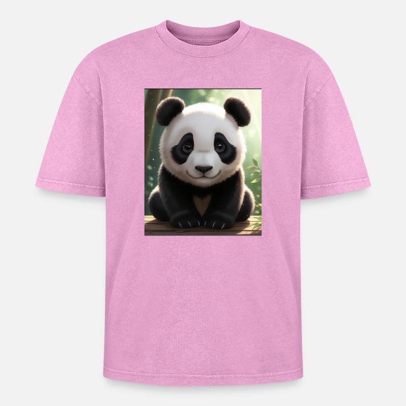 Conception Panda - T-shirt Premium unisexe oversize acid-washed - rose délavé acide