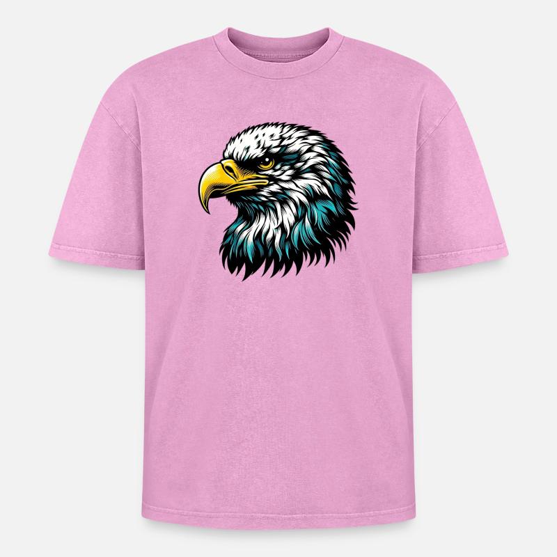 Eagle - Oversized Unisex Premium Acid-Washed T-Shirt - acid washed pink