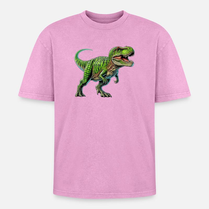 Dinosaurier - Oversized Unisex Premium Acid-Washed T-Shirt - Pink Acid Wash