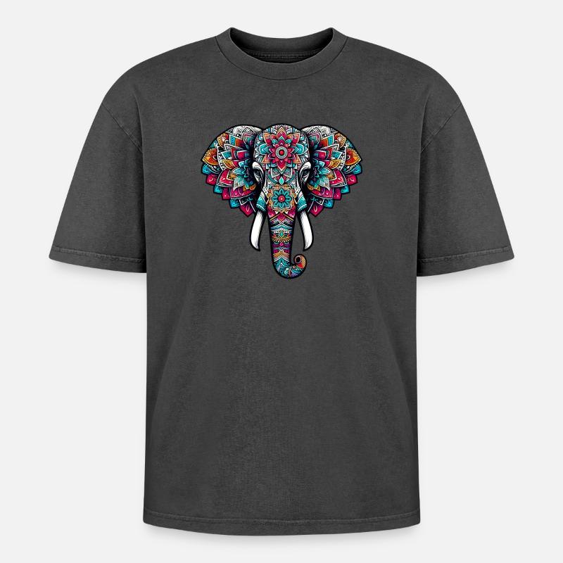 Elefant - Oversized Unisex Premium Acid-Washed T-Shirt - Pink Acid Wash