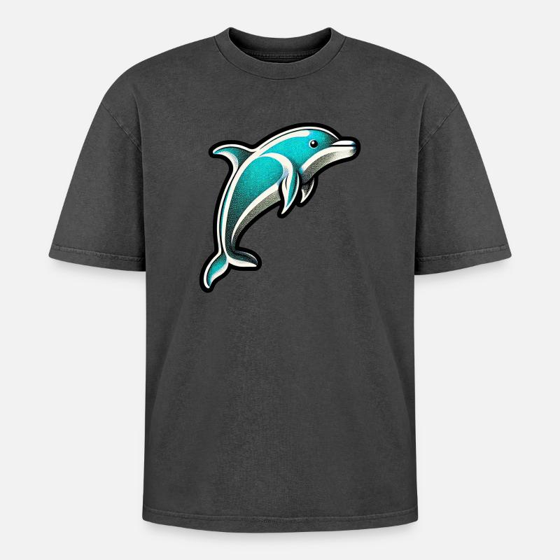 Delfin - Oversized Unisex Premium Acid-Washed T-Shirt - undefined