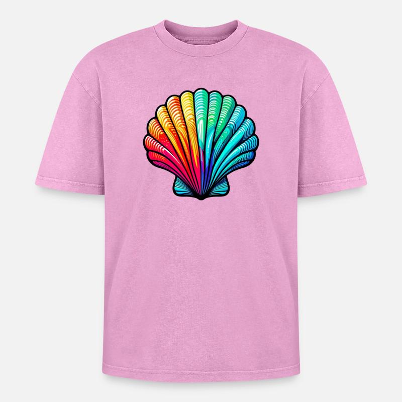 Shell - Oversized Unisex Premium Acid-Washed T-Shirt - acid washed pink