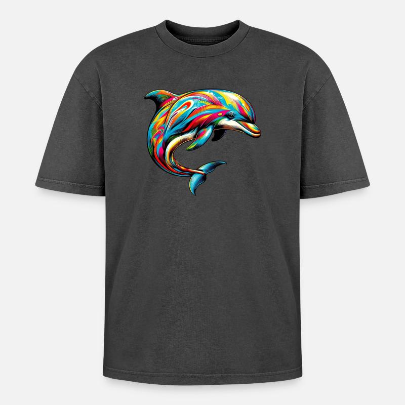 Delfin - Oversized Unisex Premium Acid-Washed T-Shirt - undefined