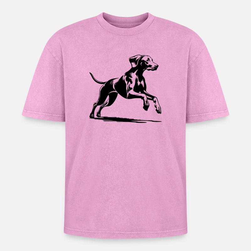 Weimaraner - T-shirt Premium unisexe oversize acid-washed - rose délavé acide