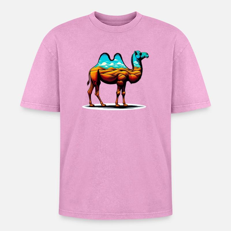 Camel - Oversized Unisex Premium Acid-Washed T-Shirt - acid washed pink