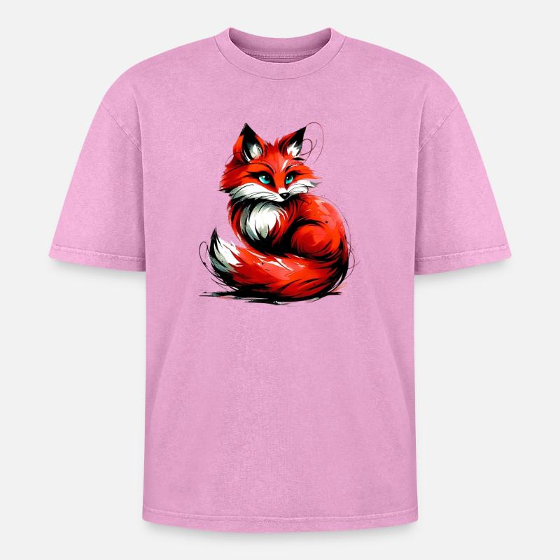 Fuchs - Oversized Unisex Premium Acid-Washed T-Shirt - Pink Acid Wash