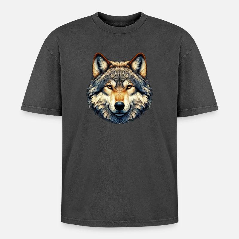Wolf - Oversized Unisex Premium Acid-Washed T-Shirt - undefined