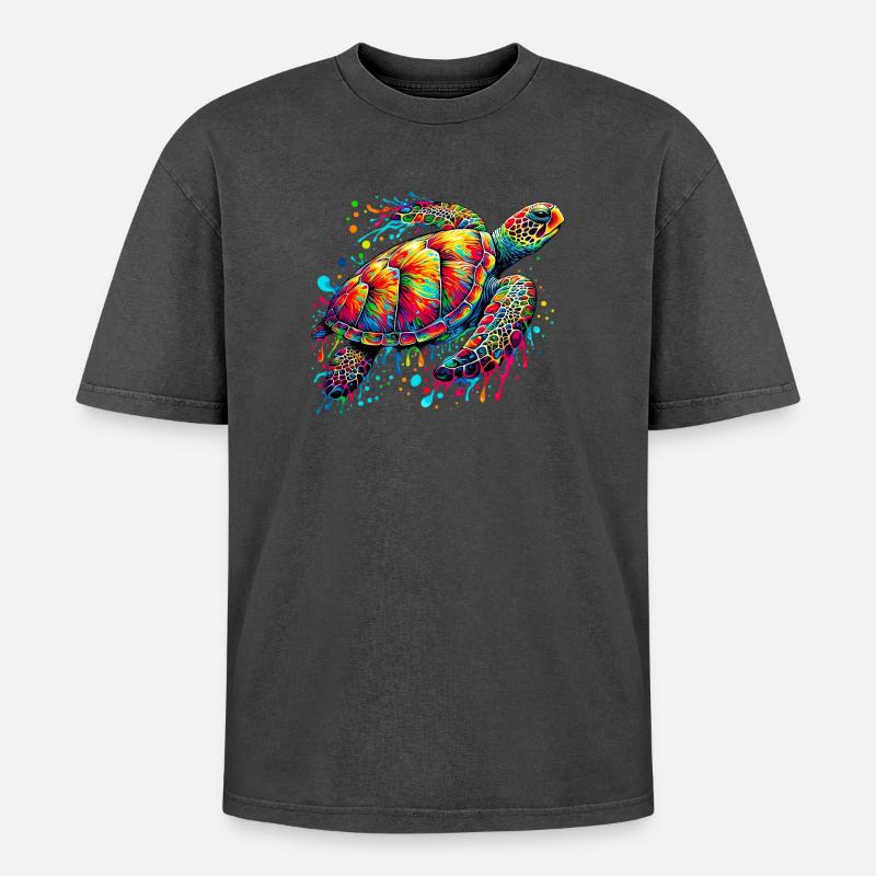 Turtle - Oversized Unisex Premium Acid-Washed T-Shirt - undefined