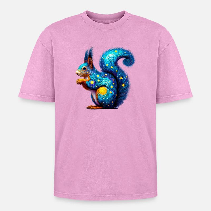 Eichhörnchen - Oversized Unisex Premium Acid-Washed T-Shirt - Pink Acid Wash