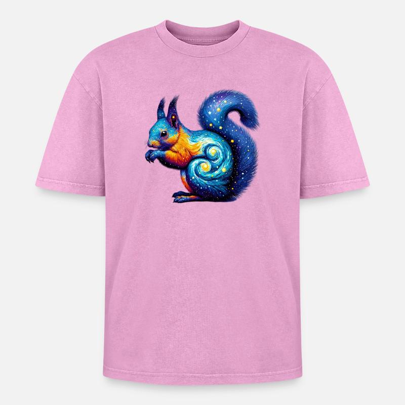 Eichhörnchen - Oversized Unisex Premium Acid-Washed T-Shirt - Pink Acid Wash