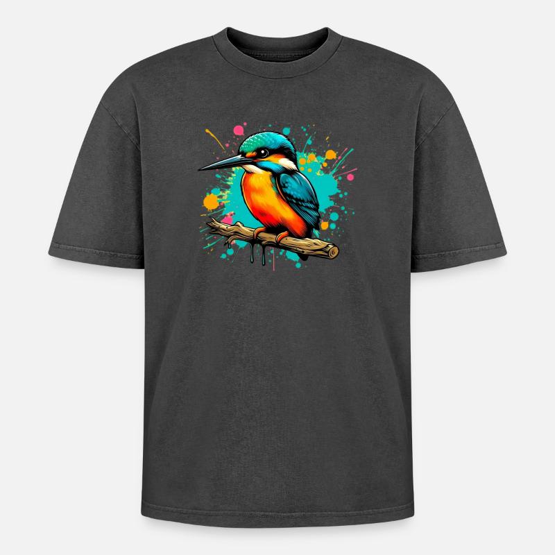 Eisvogel - Oversized Unisex Premium Acid-Washed T-Shirt - undefined