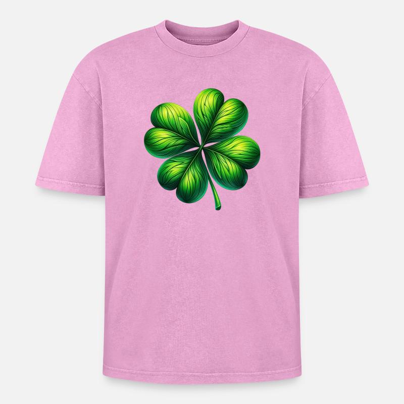 Four-leaf clover - Oversized Unisex Premium Acid-Washed T-Shirt - acid washed pink