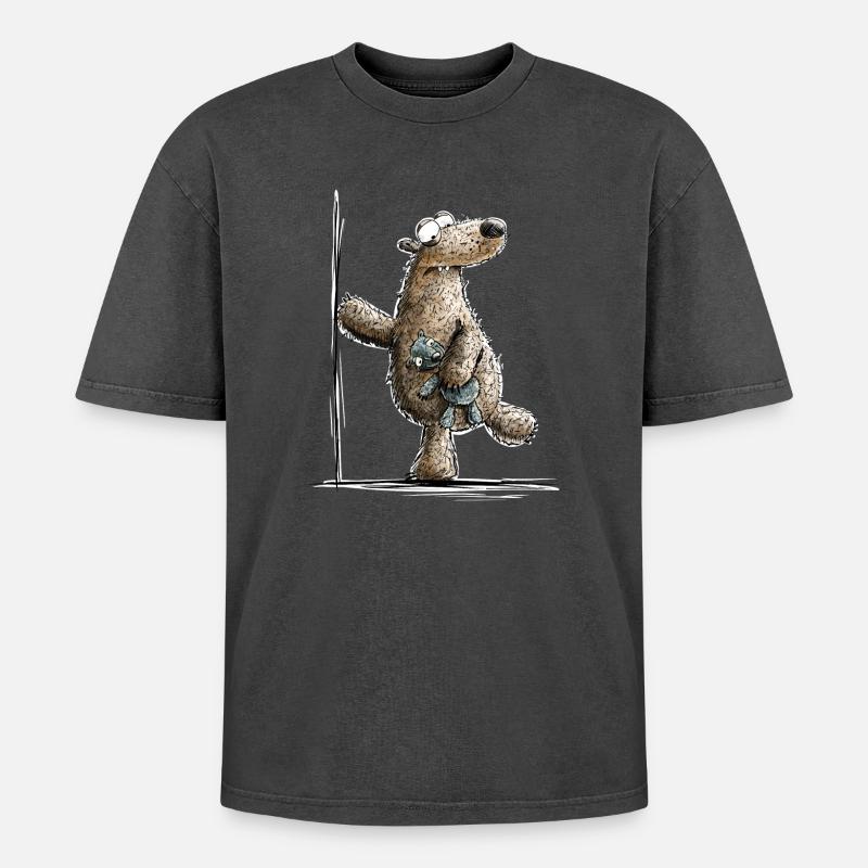 Drolliger Brauner Bär Mit Kuscheltier - Oversized Unisex Premium Acid-Washed T-Shirt - undefined