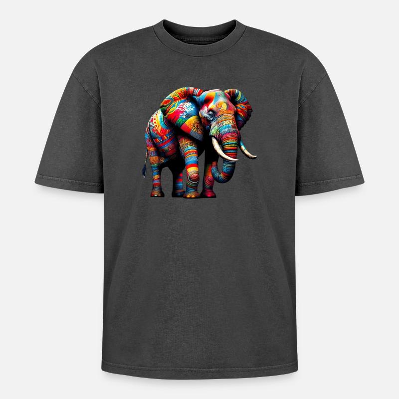 Elefant - Oversized Unisex Premium Acid-Washed T-Shirt - undefined