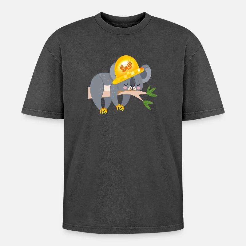 HANDWERKER KOALA BÄR - Oversized Unisex Premium Acid-Washed T-Shirt - Pink Acid Wash