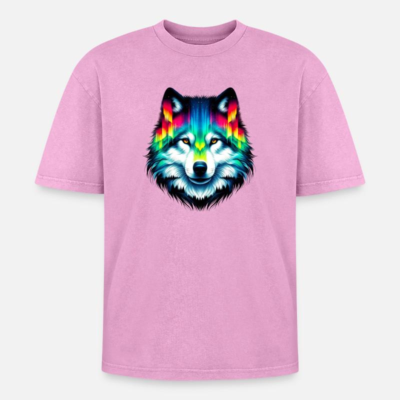 Wolf - Oversized Unisex Premium Acid-Washed T-Shirt - acid washed pink