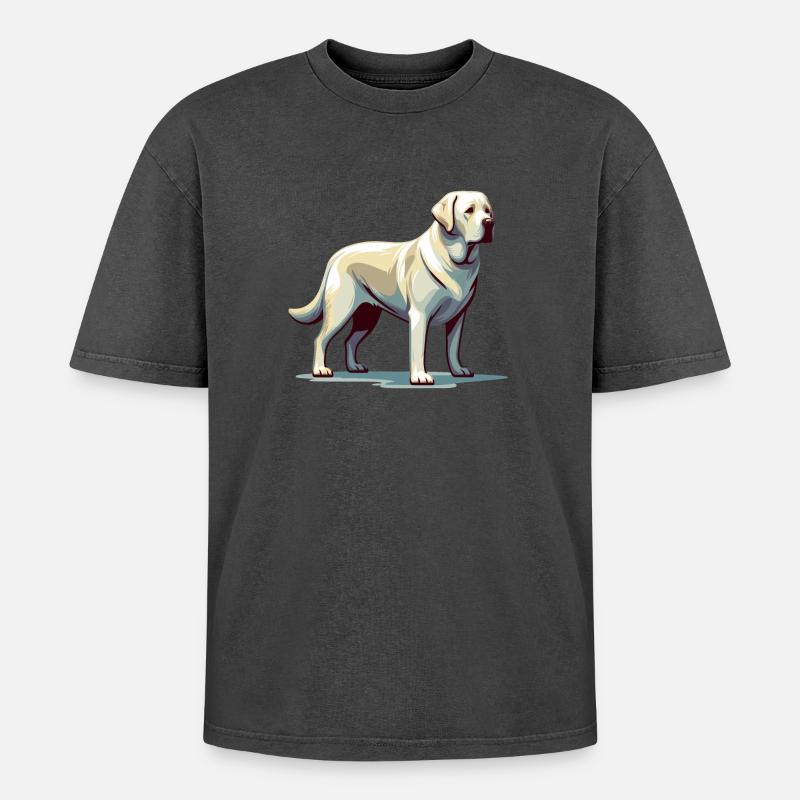 Standing White Labrador - Oversized Unisex Premium Acid-Washed T-Shirt - undefined
