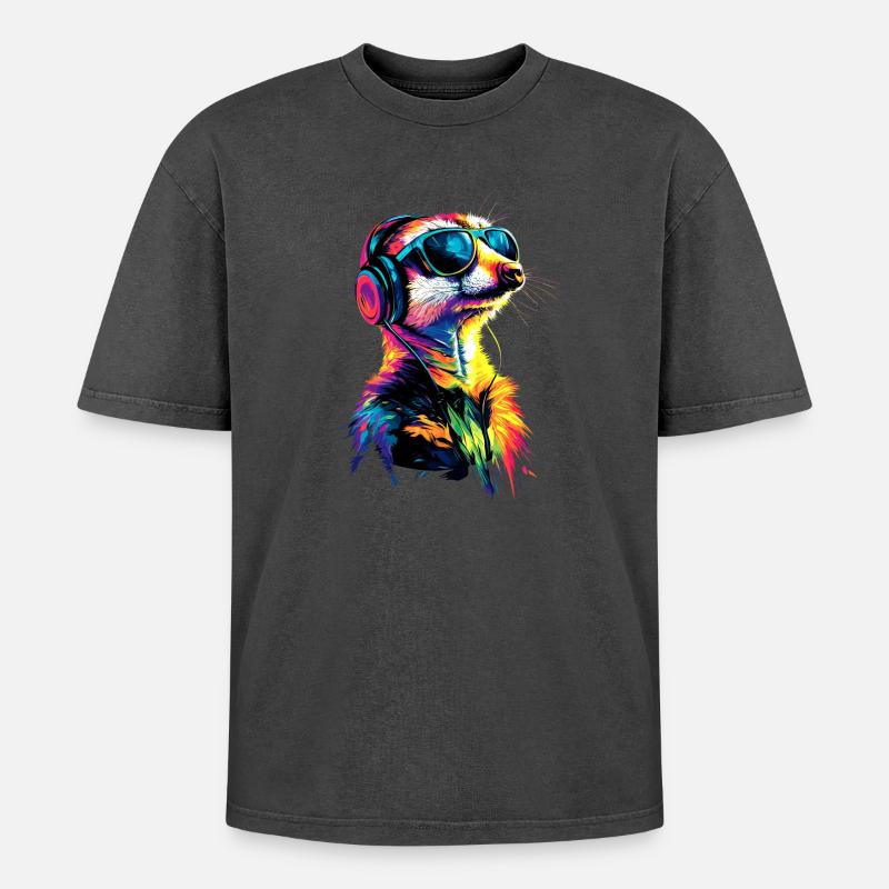 Erdmännchen Sonnenbrille Bunt Süßes Erdmännchen - Oversized Unisex Premium Acid-Washed T-Shirt - undefined