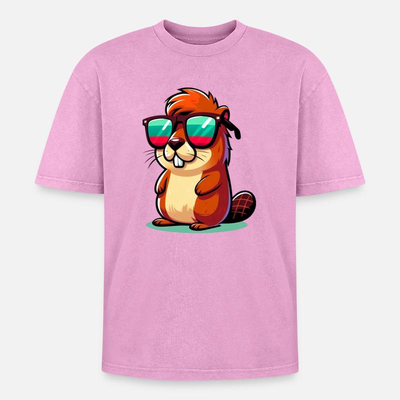 Bieber - Oversized Unisex Premium Acid-Washed T-Shirt - Pink Acid Wash