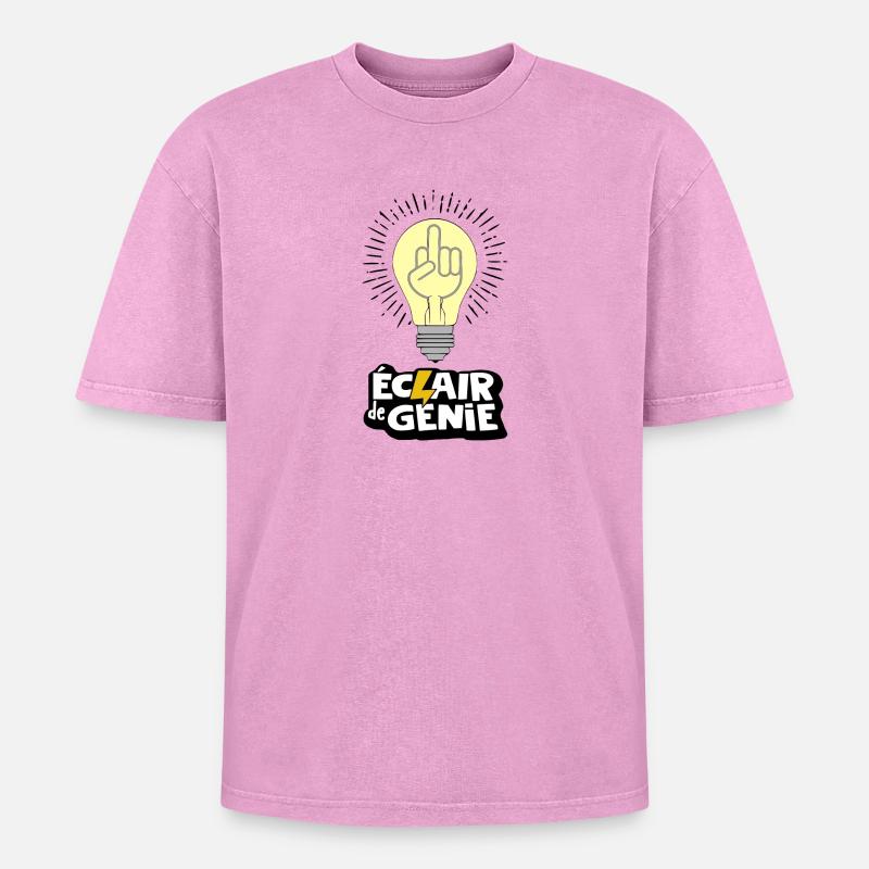 Geistesblitz - Oversized Unisex Premium Acid-Washed T-Shirt - Pink Acid Wash
