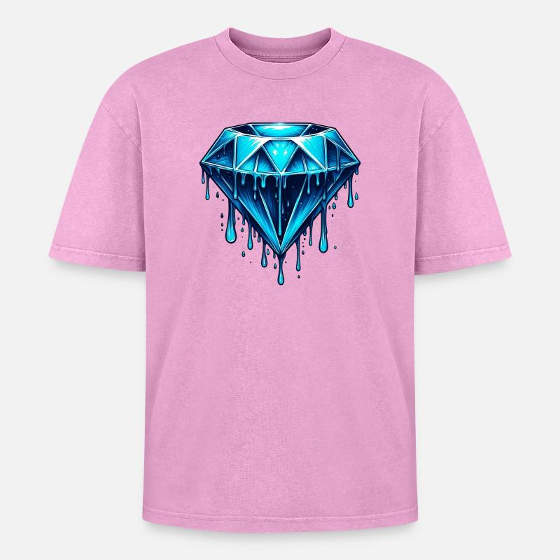 Diamond - Oversized Unisex Premium Acid-Washed T-Shirt - acid washed pink