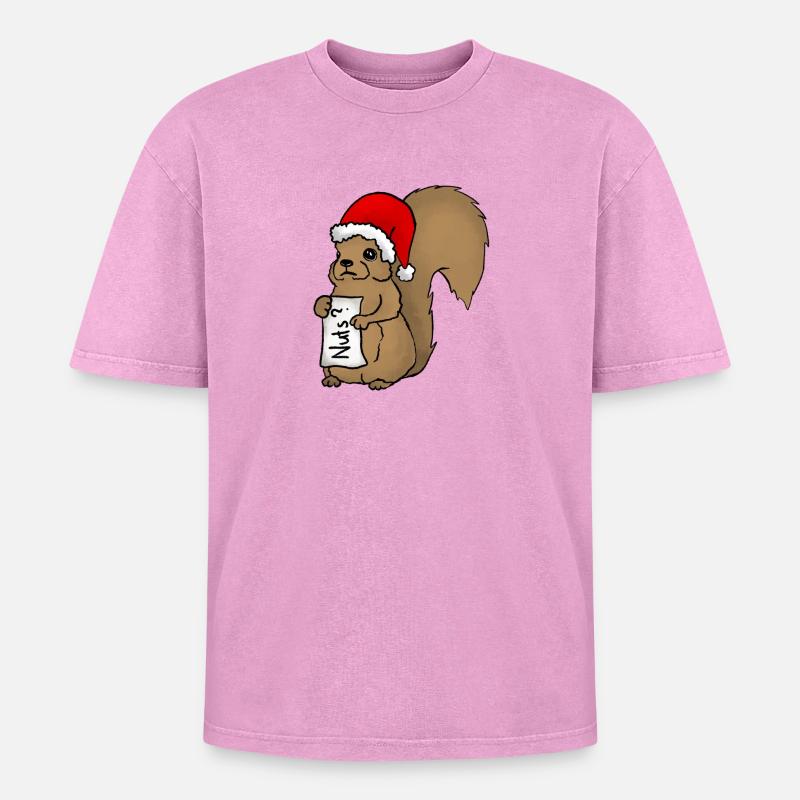 Weihnatchtshörnchen - Oversized Unisex Premium Acid-Washed T-Shirt - Pink Acid Wash