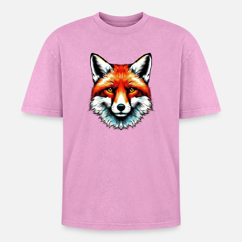 Fuchs - Oversized Unisex Premium Acid-Washed T-Shirt - Pink Acid Wash