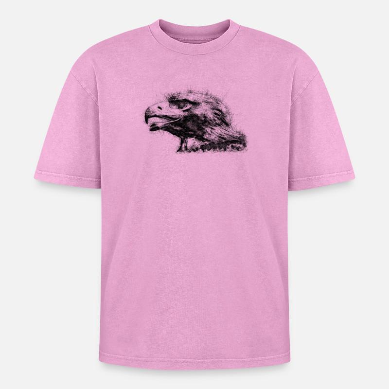 Eagle Head - Oversized Unisex Premium Acid-Washed T-Shirt - acid washed pink