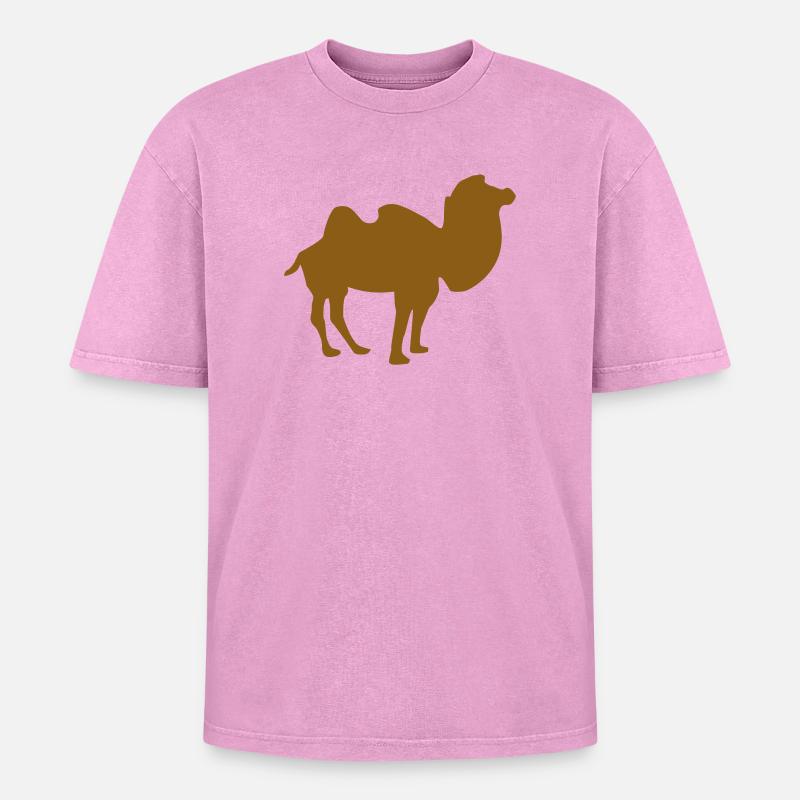 Kamel - Oversized Unisex Premium Acid-Washed T-Shirt - Pink Acid Wash