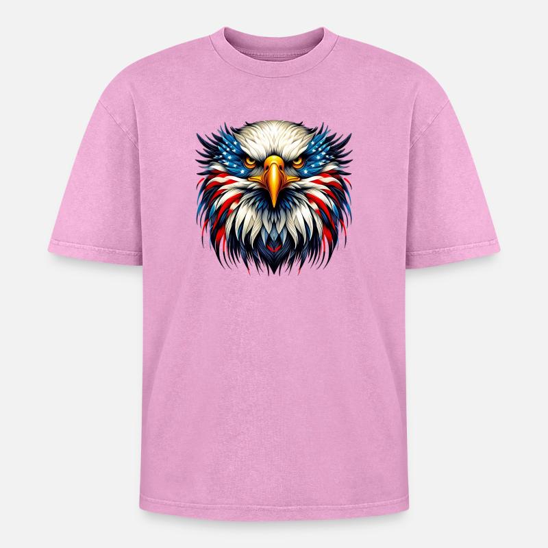 Eagle - Oversized Unisex Premium Acid-Washed T-Shirt - acid washed pink