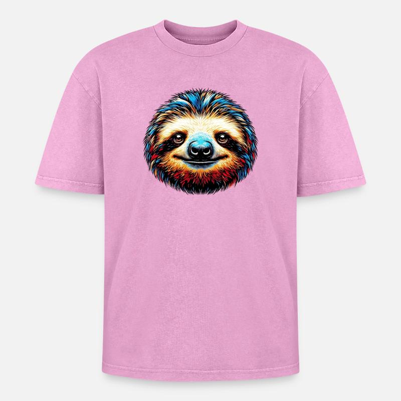 Faultier - Oversized Unisex Premium Acid-Washed T-Shirt - Pink Acid Wash