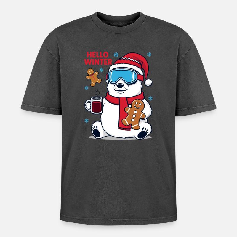 Eisbär mit Lebkuchen - Oversized Unisex Premium Acid-Washed T-Shirt - undefined
