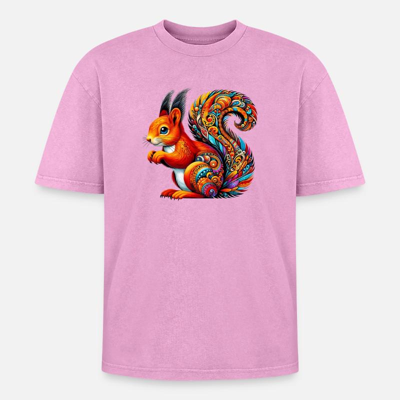 Eichhörnchen - Oversized Unisex Premium Acid-Washed T-Shirt - Pink Acid Wash