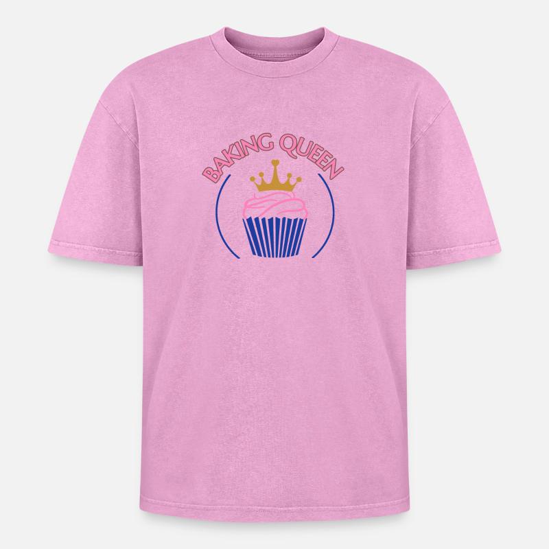 Baking Queen customizable - Oversized Unisex Premium Acid-Washed T-Shirt - acid washed pink