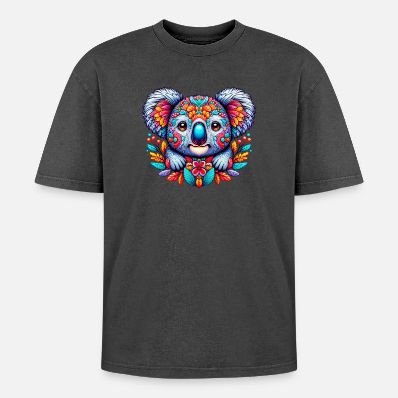 Koala - Oversized Unisex Premium Acid-Washed T-Shirt - acid washed pink