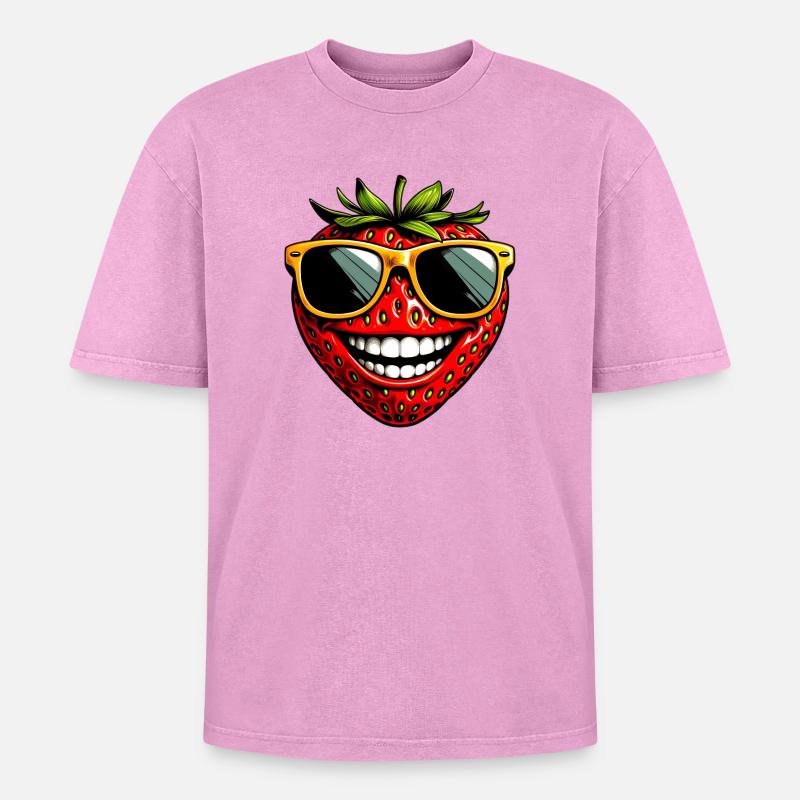 Erdbeeren Erdbeeren - Oversized Unisex Premium Acid-Washed T-Shirt - Pink Acid Wash