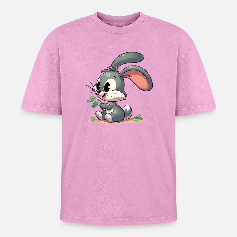 Rabbit - Oversized Unisex Premium Acid-Washed T-Shirt - acid washed pink