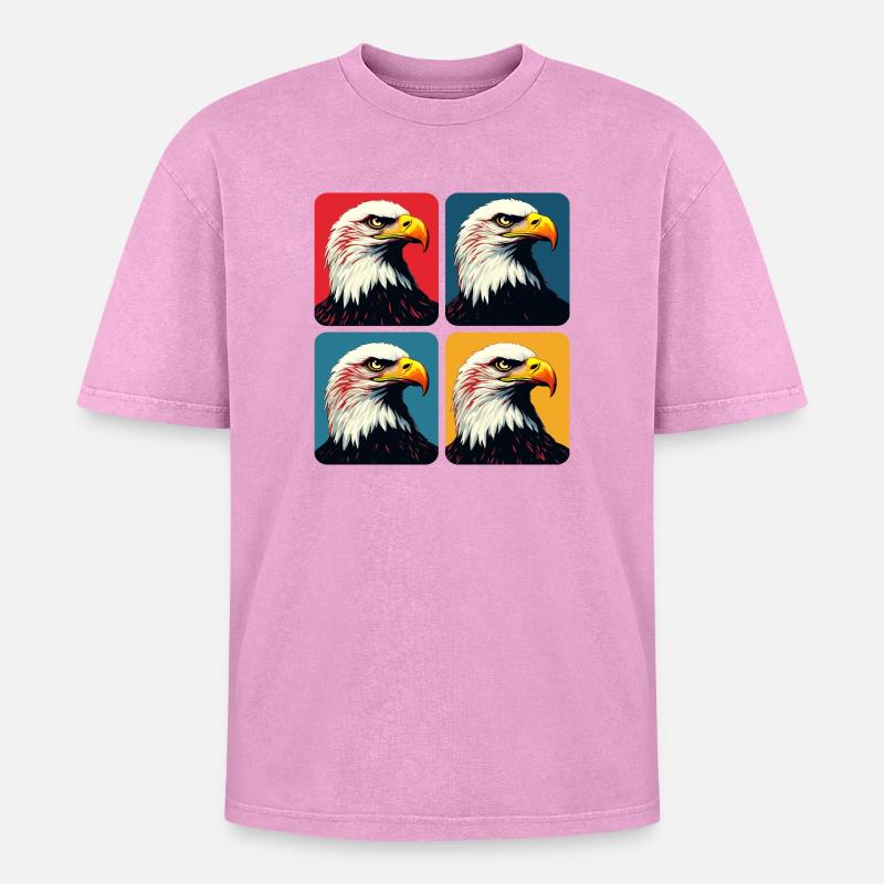 Bald eagle - Oversized Unisex Premium Acid-Washed T-Shirt - acid washed pink