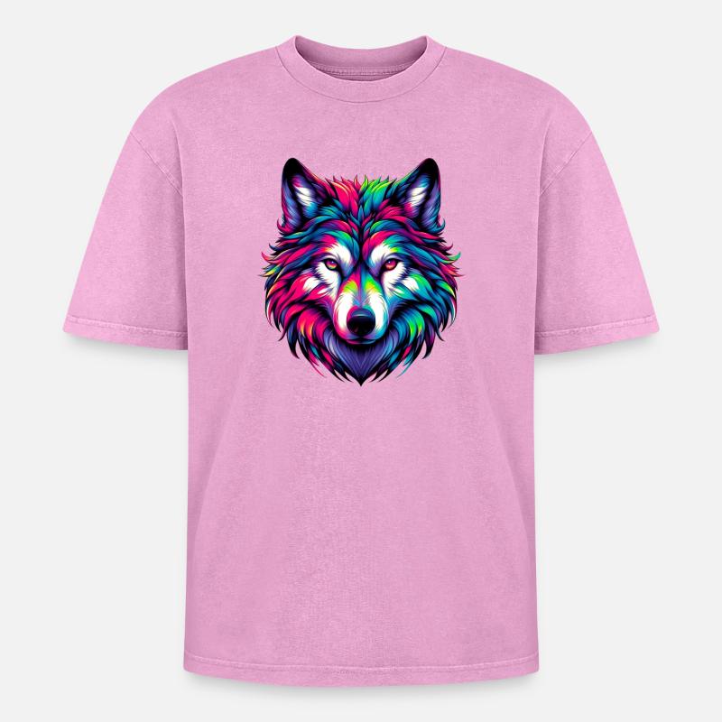 Loup - T-shirt Premium unisexe oversize acid-washed - rose délavé acide