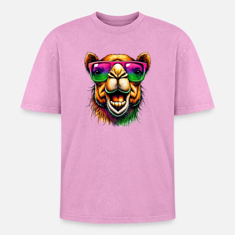 Kamel - Oversized Unisex Premium Acid-Washed T-Shirt - Pink Acid Wash